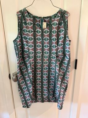 Marni Printed Zip-Back Dress Geometric pattern green/brown size 42/6